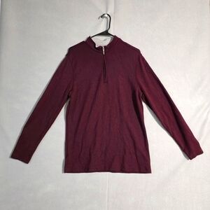 Mizzen & Main Mens 1/4 Zip Burgundy Heather Proflex Pullover Size Medium